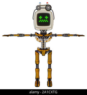 Cyborg Elemente enthalten: alte Computer Monitor, betäubt Pixel Gesicht, alten Computer Magnetband, Licht, keine Brust Brust exoshielding Verchromen, ultrali Stockfoto