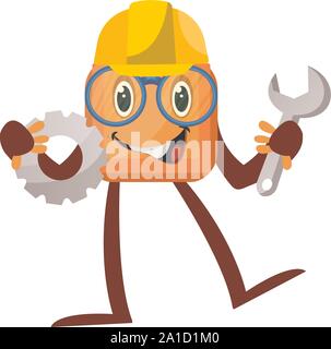 Monster mit Schlüssel, Illustration, Vektor auf weißem Hintergrund. Stock Vektor