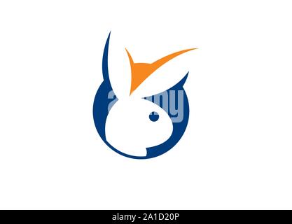 Lustige Hase Logo Konzept. Süße Kaninchen, Hase Logo Vorlage vektor Icon Design, Kaninchen Logo Tier Design Kunst, Hase, Ostern, Kaninchen Business Logo Stock Vektor