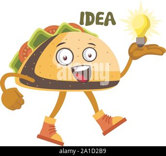 Taco in Idee, Illustration, Vektor auf weißem Hintergrund. Stock Vektor