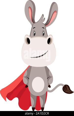 Esel mit rotem Umhang, Illustration, Vektor auf weißem Hintergrund. Stock Vektor