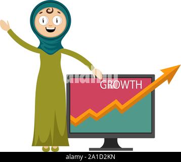 Frau haben das Wachstum, Illustration, Vektor auf weißem Hintergrund. Stock Vektor