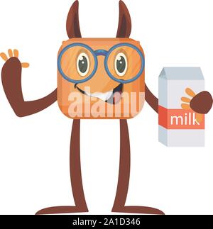 Monster mit Milch, Illustration, Vektor auf weißem Hintergrund. Stock Vektor