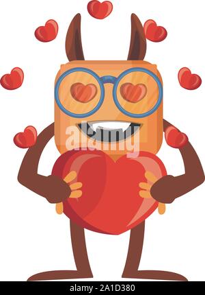 Monster mit Herz, Illustration, Vektor auf weißem Hintergrund. Stock Vektor