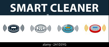 Smart Cleaner Icon Set. Premium Symbol in verschiedenen Stilen von intelligenten Geräten icons Collection. Creative smart cleaner Symbol, Outline, farbig Stock Vektor