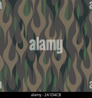 Camouflage Flammen Nahtlose, Sich wiederholendes Muster Vector Illustration Stock Vektor