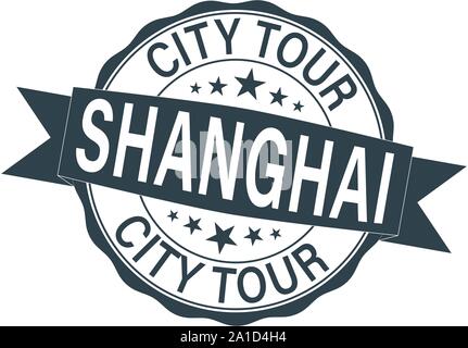 Shanghai China City Tour Travel Stamp Icon Design auf weißem Stock Vektor