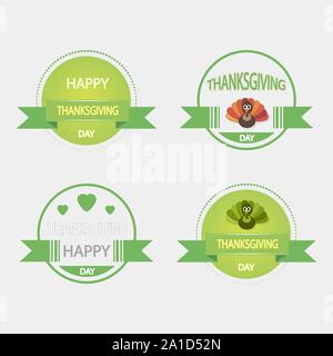 Satz von Symbolen auf ein Thema von Vintage Thanksgiving. Grüne Farbe. Vector Illustration eps 10. Stock Vektor