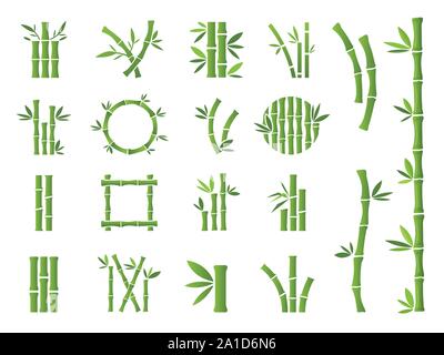 Bambus Stengel und Blätter Vector Icons. Stock Vektor