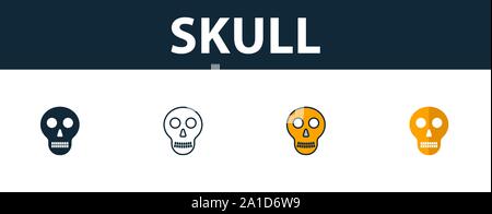 Totenkopf. Premium Symbol in verschiedenen Stilen von Halloween icons Collection. Kreative Totenkopf ausgefüllt, Outline, Farben und Symbole Stock Vektor