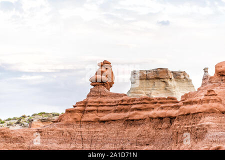 Hoodoo Farbe orange rock Sandstein einzigartige Formationen an Goblin Valley State Park in Utah Stockfoto