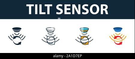 Tilt Sensor Symbol gesetzt. Premium Symbol in verschiedenen Stilen von Sensoren icons Collection. Kreative Neigungssensor Symbol, Outline, farbige und flach Stock Vektor
