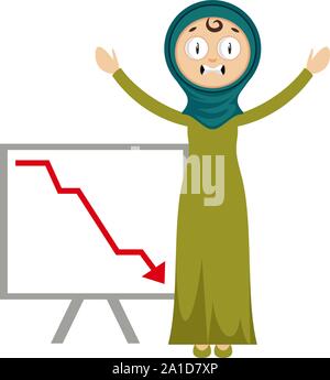 Frau entfallen in der Profit, Illustration, Vektor auf weißem Hintergrund. Stock Vektor