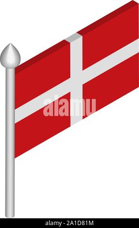 Isometrische Darstellung der Fahnenmast mit Souveränen Malteserordens Flagge Stock Vektor