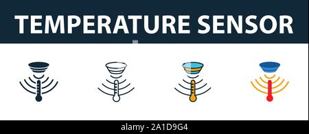 Temperatursensor Icon Set. Premium Symbol in verschiedenen Stilen von Sensoren icons Collection. Kreative Temperatursensor Symbol, Umriss Stock Vektor