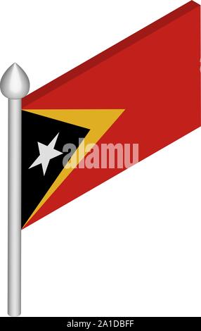 Isometrische Darstellung der Fahnenmast mit Osttimor Flagge Stock Vektor