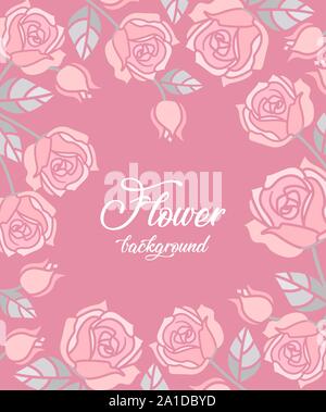 Vector Illustration dekorative Rahmen mit Rosen auf weißem Hintergrund Stock Vektor