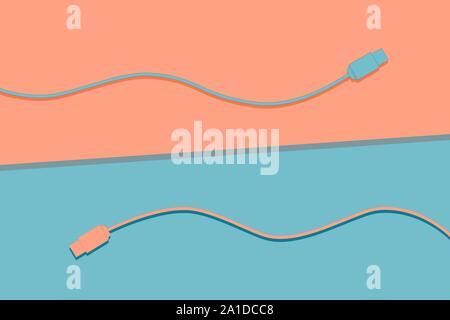 Konnektivität Konzept Vektor mit zwei USB-Kabel Typ C und kopieren Raum Stock Vektor
