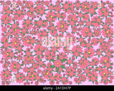 Sakura Blüten auf Hellrosa Farbe Hintergrund. Stock Vektor