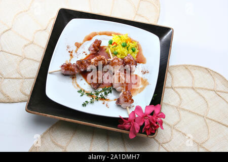Octopus Spieß Nahaufnahme von oben. Stockfoto