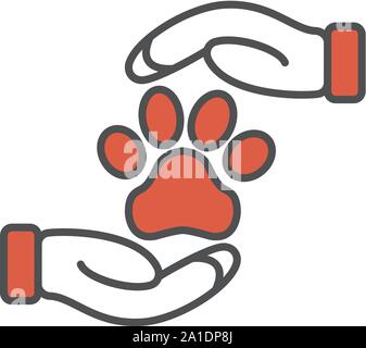 Animal Care Symbol. Konzept für das Gesundheitswesen Medizin und Pet Care. Umrisse und Schwarz Haustier. Haustiere Symbol, Symbol und Abzeichen. Einfachen Vektor illustra Stock Vektor