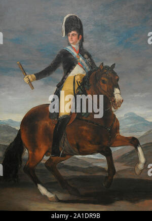 Ferdinand VII (1784-1833). König von Spanien (1808-1833). Equestrian portrait von Ferdinand VII., 1808. Von Francisco de Goya y Lucientes (1746-1828). San Fernando Königliche Akademie der Schönen Künste in Madrid. Spanien. Stockfoto