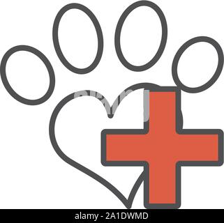Paw Symbol. Konzept für das Gesundheitswesen Medizin und Pet Care. Umrisse und Schwarz Haustier. Haustiere Symbol, Symbol und Abzeichen. Einfachen Vektor Illustration. Stock Vektor
