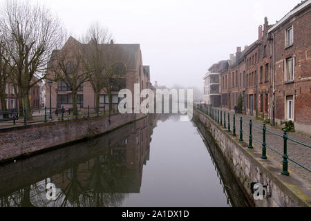 , Gent, Ostflandern, Belgien - Die Lieve im Winter. Stockfoto