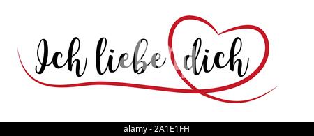 Handschriftliche "ich liebe Dich" Meldung mit roten Herzen Stock Vektor