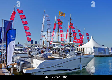 Yachten auf Anzeige an der Southampton International Boat Show 2019 Stockfoto