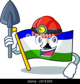 Miner Flagge Lesotho im Charakter isoliert Stock Vektor