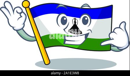 Rufen Sie mich an Flagge Lesotho auf Cartoon Stuhl gelegt Stock Vektor