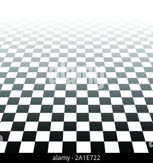 Schachbrett, checkerboard Oberfläche verschwinden in den Horizont. 3D-Ebene Szene, virtuellen Innenraum Stock Vektor