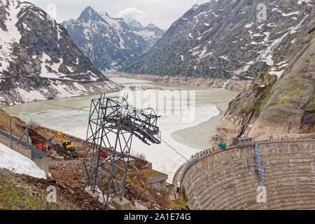 Eingehende Sturm am See Grimsel Dam Stockfoto