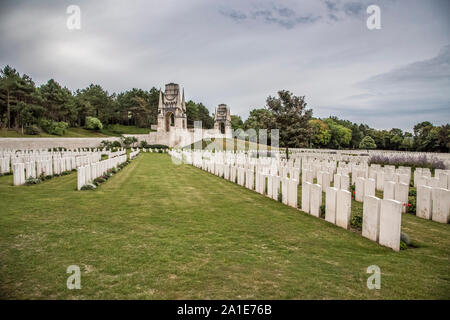 Etaples Ersten Weltkrieg Soldatenfriedhof in Etaples auf der nördlichen französischen Küste, der größten britischen Friedhof in Frankreich mit über 11.000 Bestattungen Stockfoto