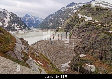 Eingehende Sturm am See Grimsel Dam Stockfoto