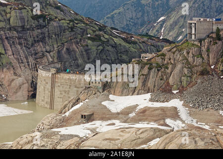 Eingehende Sturm am See Grimsel Dam Stockfoto