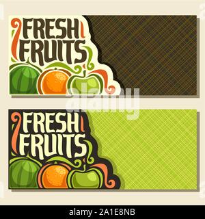 Vektor horizontale Banner für frische Früchte mit Kopie Raum: Wassermelone, Sweet Orange und Green Apple, Layouts mit original Schriftart für Text frische Früchte Stock Vektor