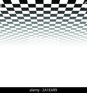 Schachbrett, checkerboard Oberfläche verschwinden in den Horizont. 3D-Ebene Szene, virtuellen Innenraum Stock Vektor