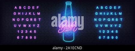 Bier neon Vektor Vorlage. Schriftzug Bier Zeichen für Bar, Pub, Restaurant, Club Stock Vektor