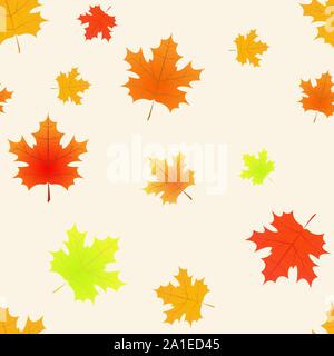 Herbst Ahorn Blätter nahtlose Hintergrund. Blatt Muster für Ihr Design. Vector Illustration. Stock Vektor