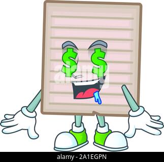 Geld Auge vintage scrapbook Papier Zeichentrickfigur Maskottchen Stock Vektor