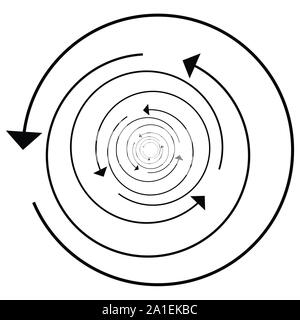 Kreis, Kreis, Pfeil links. Radiale Pfeil Symbol, Symbol. Gegen den Uhrzeigersinn drehen, drehen, drehen Konzept Element. Spin, vortex Zeiger. Whirlpool, Loop c Stock Vektor