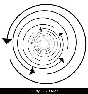 Kreis, Kreis, Pfeil links. Radiale Pfeil Symbol, Symbol. Gegen den Uhrzeigersinn drehen, drehen, drehen Konzept Element. Spin, vortex Zeiger. Whirlpool, Loop c Stock Vektor