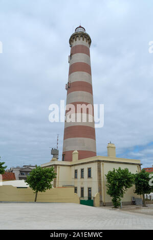 Leuchtturm von Aveiro, Wahrzeichen in Barra. Aveiro, Portugal Stockfoto