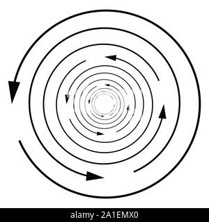 Kreis, Kreis, Pfeil links. Radiale Pfeil Symbol, Symbol. Gegen den Uhrzeigersinn drehen, drehen, drehen Konzept Element. Spin, vortex Zeiger. Whirlpool, Loop c Stock Vektor