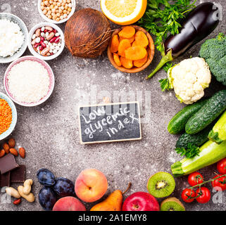 Produkte mit niedrigem glykämischen Index Stockfoto