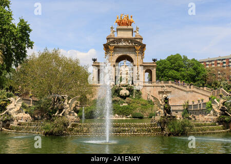 Cascada monumentalen Brunnen und Denkmal, Parc de la Ciutadella, Barcelona, Katalonien, Spanien Stockfoto