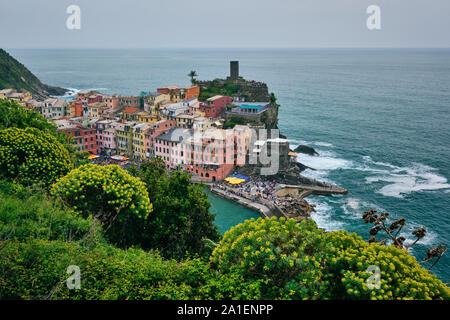 Vernazza Dorf, Cinque Terre, Ligurien, Italien Stockfoto
