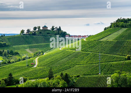 Deutschland, wunderschöne Mausoleum auf einem Hügel in Stuttgart rotenberg durch die endlosen grünen Weinbergen Natur Landschaft Luftaufnahme umgeben Stockfoto